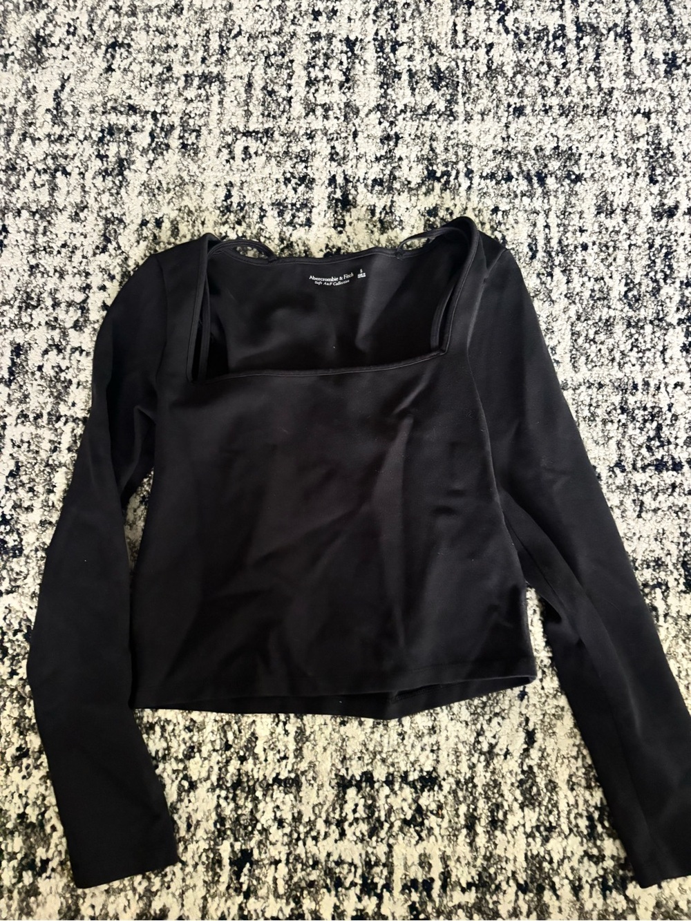 Abercrombie Long Sleeve Square Neck Top - Black